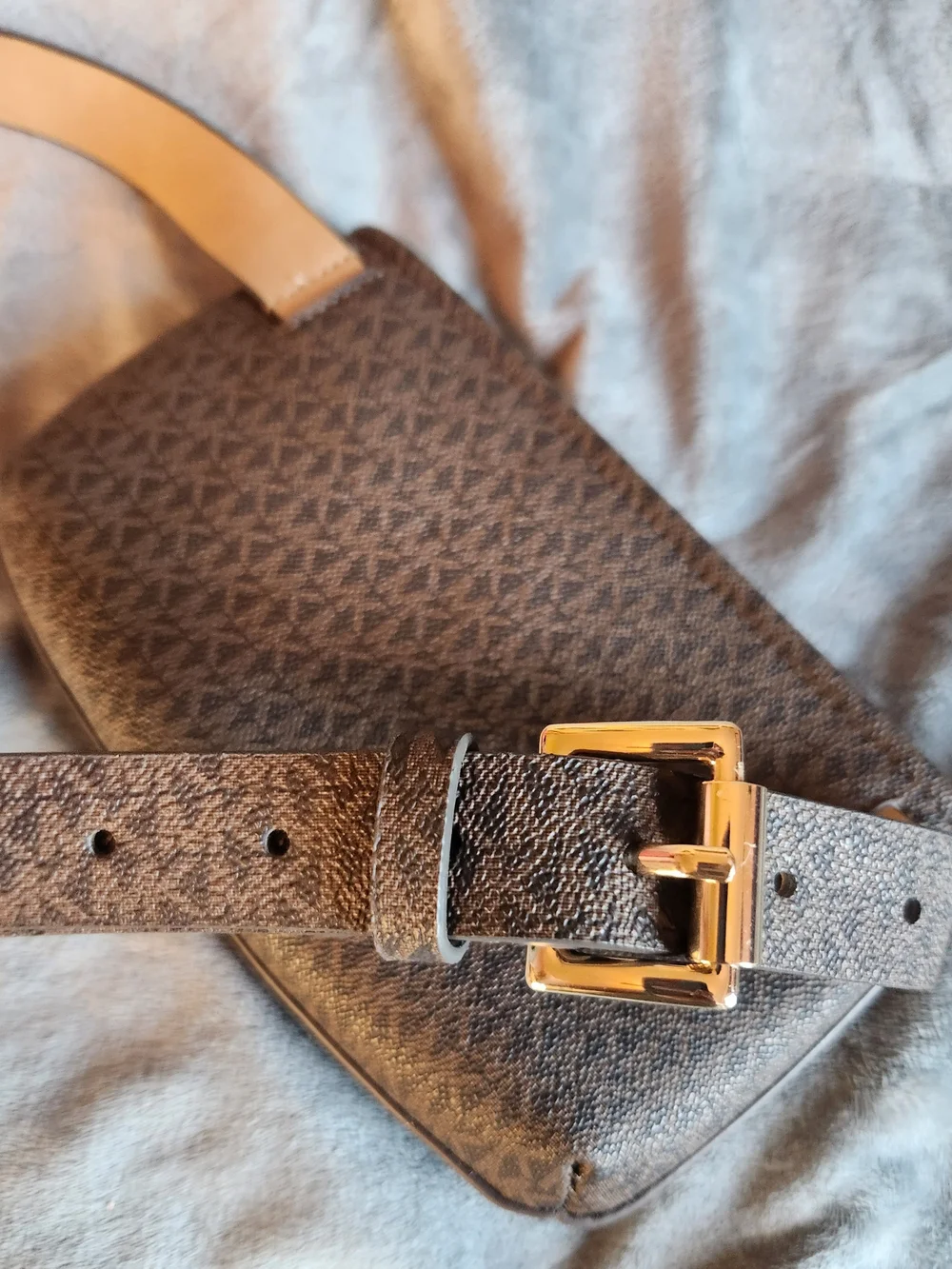 Michael Kors Brown and Cream Signature Stripe Crossbody